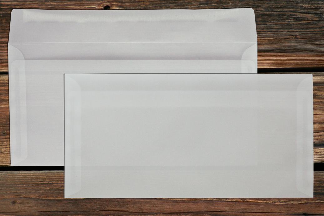 Kuvertierhüllen DL 110x220 mm Nassklebend Transparent Weiß 100 g/qm